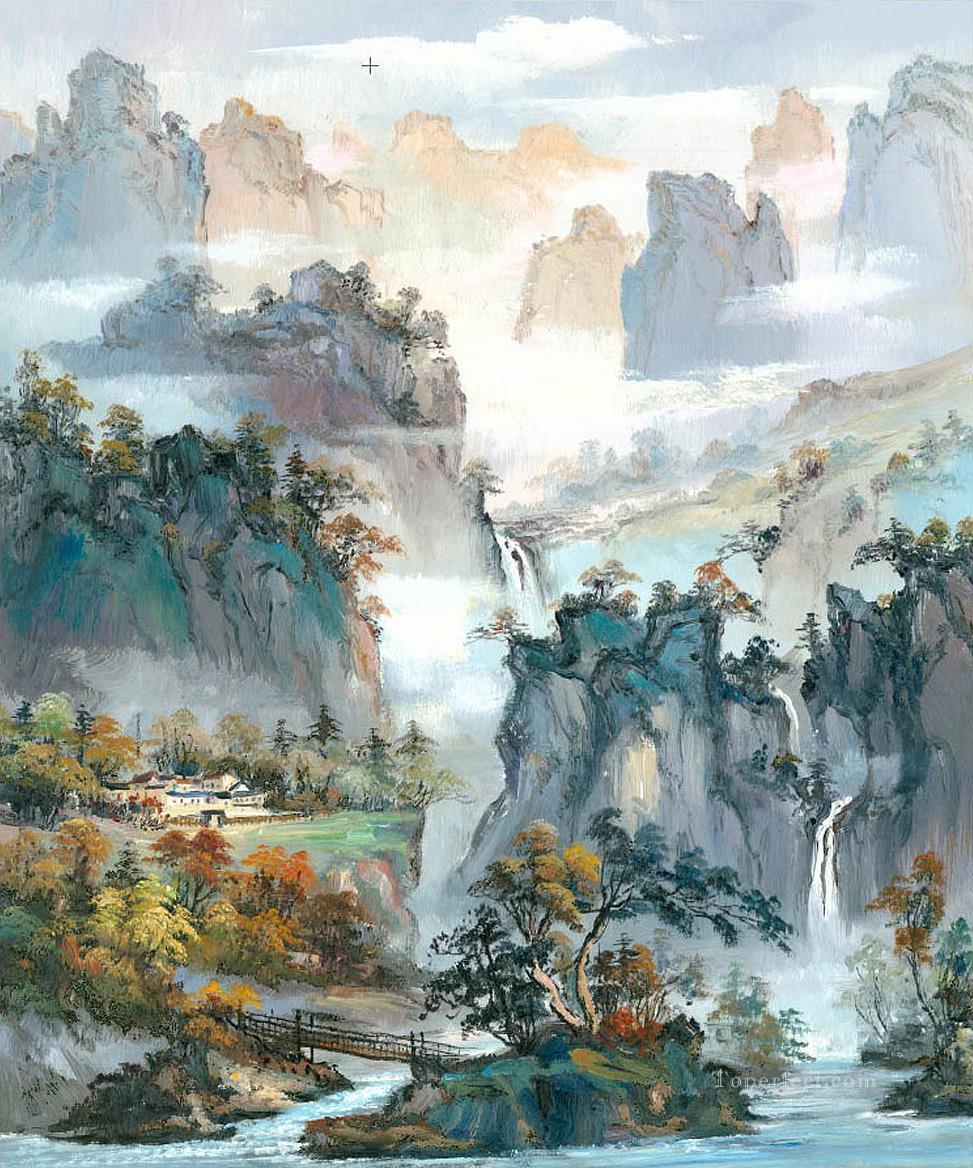Paisaje chino Cascada de las montañas Shanshui 0 953 de China Pintura al óleo